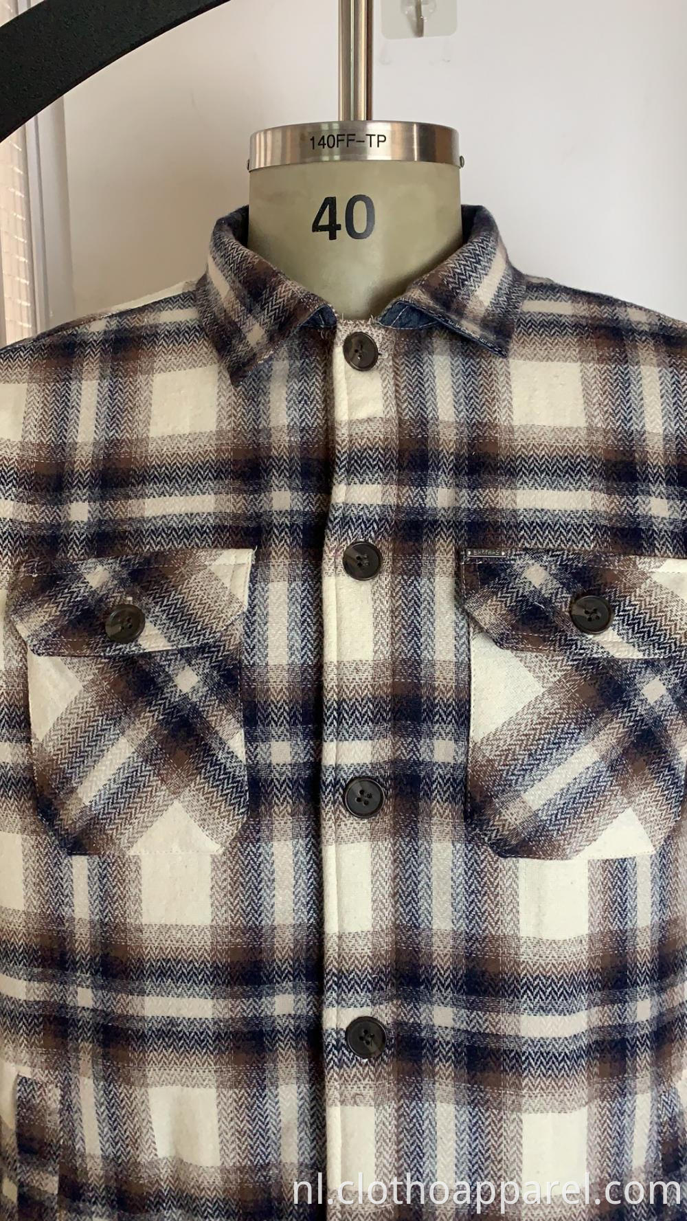 Mens Long Sleeve Plaid Quilted Sherpa Shirt Jacket